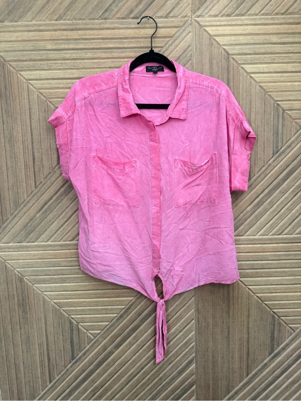 Velvet Heart Pink Tie-Front Button-Down Top